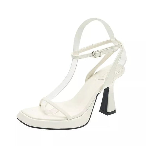 Luxury Square Toe Cross Strap Heels